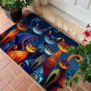 Colorful Cat Design Door Mat